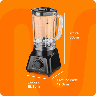 Liquidificador Turbo Preto - LQ651 2,3L 3 Velocidades 650W 127V Multi Home